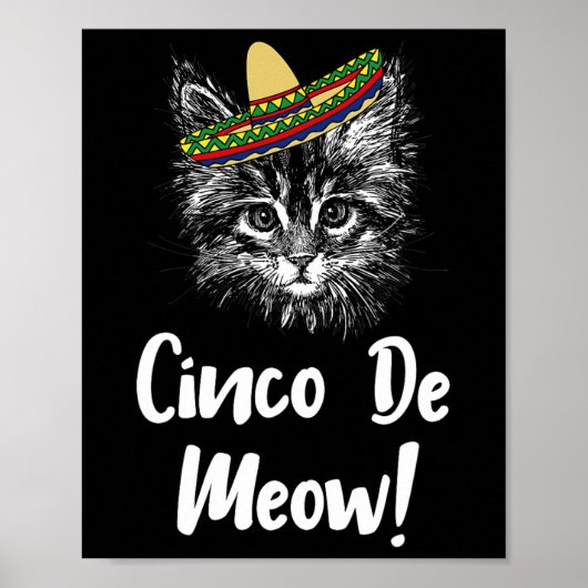 猫おもしろい子猫モウCinco De Mayo Tシャツ ポスター (正面)