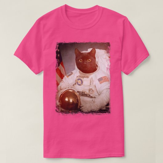 猫おもしろい宇宙飛行士ムーン宇宙ミッション動物アスター Tシャツ (デザイン正面)