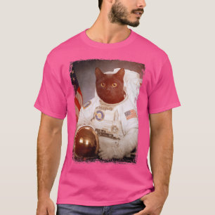 猫おもしろい宇宙飛行士ムーン宇宙ミッション動物アスター Tシャツ