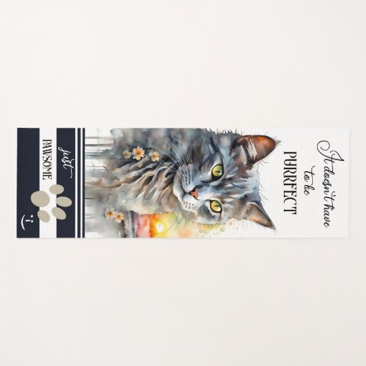 猫おもしろい完全主義の水彩 ヨガマット (正面(横))