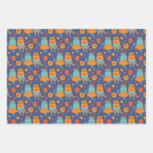 猫おもしろい対ラッピング紙セット3 ラッピングペーパーシート (正面)