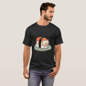 猫おもしろい寿司猫さけ Tシャツ (正面フル)