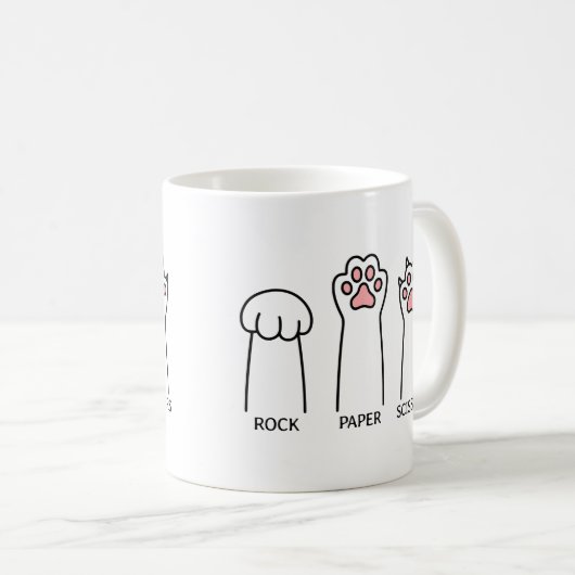 猫おもしろい岩紙はさみミームゲームユーモアアート コーヒーマグカップ (正面右)