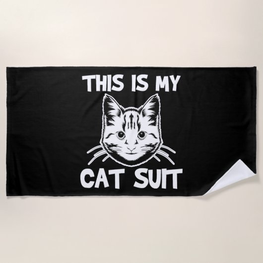 猫おもしろい引用文 ビーチタオル (正面)