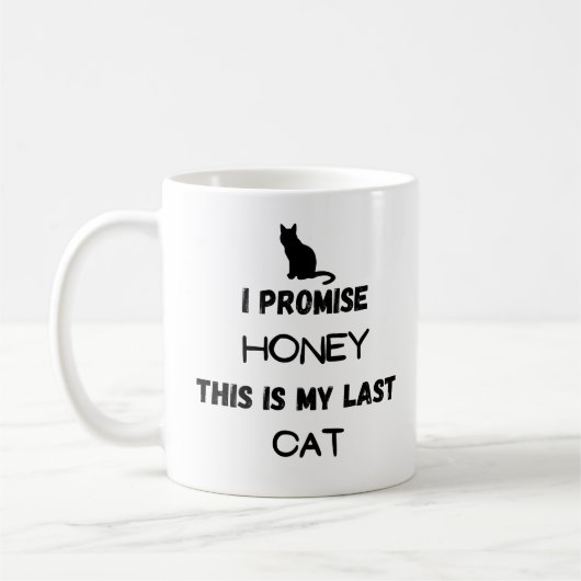 猫おもしろい引用文:約束する…最後の猫 コーヒーマグカップ (左)