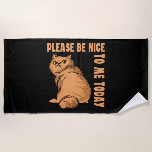 猫おもしろい引用文Tomcat niceデザイン ビーチタオル (正面)