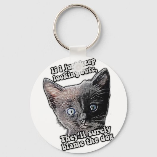 猫おもしろい怒の飼い主と愛人のための猫のミーム キーホルダー (正面)