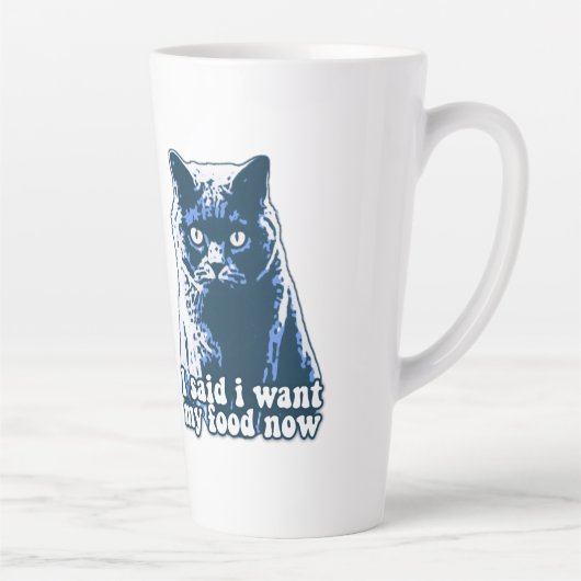 猫おもしろい怒・飼い主の猫ミーム カフェラテマグ (右)