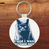 猫おもしろい怒・飼い主の猫ミーム キーホルダー (正面)