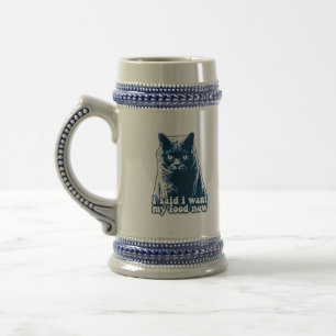 猫おもしろい怒・飼い主の猫ミーム ビールジョッキ