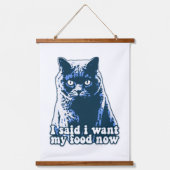 猫おもしろい怒・飼い主の猫ミーム 吊り下げ型タペストリー (正面)