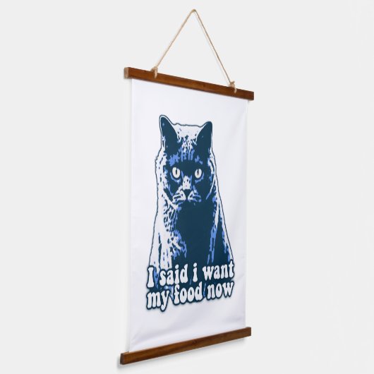 猫おもしろい怒・飼い主の猫ミーム 吊り下げ型タペストリー (傾斜あり)