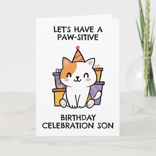 猫おもしろい息子誕生日カード シーズンカード (正面)