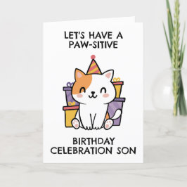 猫おもしろい息子誕生日カード シーズンカード