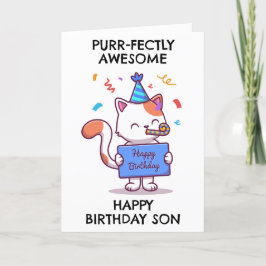 猫おもしろい息子誕生日カード シーズンカード