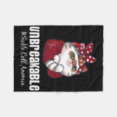 猫おもしろい戦士の壊れない鎌状赤血球貧血A フリースブランケット (正面(横))