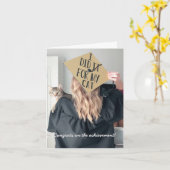 猫おもしろい折りグリーティングカード卒業 カード (黄色い花)