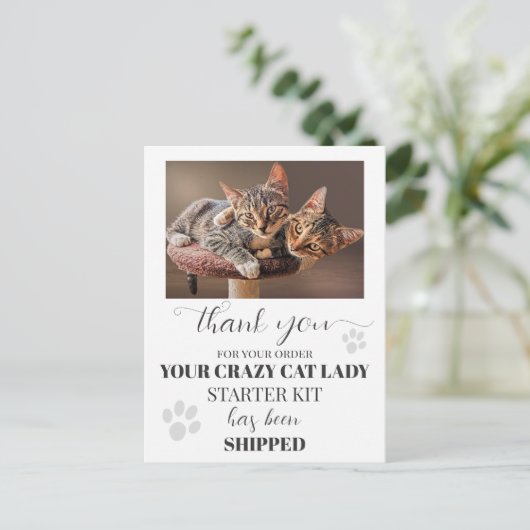 猫おもしろい撮カスタム影誕生日はがき ポストカード (スタンド正面)