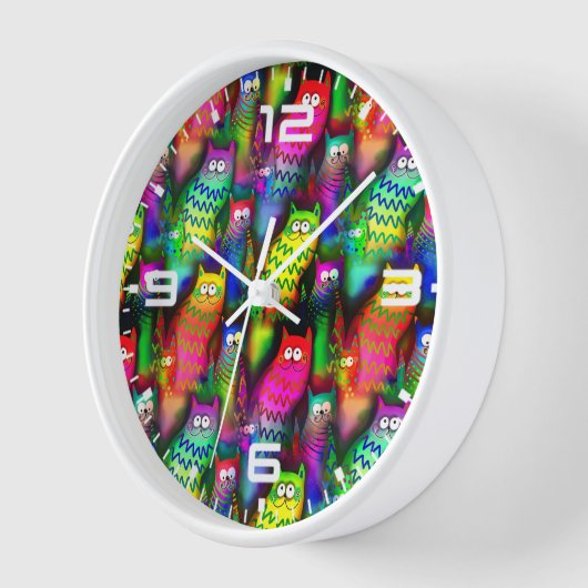 猫おもしろい柄–54578 壁時計 (傾斜)