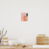 猫おもしろい植物の葉漫画 ポスター (キッチン)