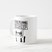 猫おもしろい検疫ギフト。ロックダウンノベルティ コーヒーマグカップ (正面左)