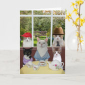 猫おもしろい母の日か誕生日 カード (黄色い花)