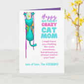 猫おもしろい母誕生日夫旦那 カード (黄色い花)