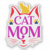 猫おもしろい母 シール (正面)