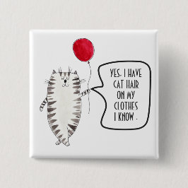 猫おもしろい毛認識度ボタン白黒 缶バッジ