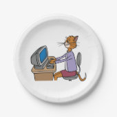 猫おもしろい漫画オフィスのユーモア ペーパープレート (正面)