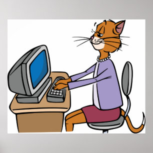 猫おもしろい漫画オフィスのユーモア ポスター