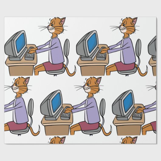 猫おもしろい漫画オフィスのユーモア ラッピングペーパー (フラット)