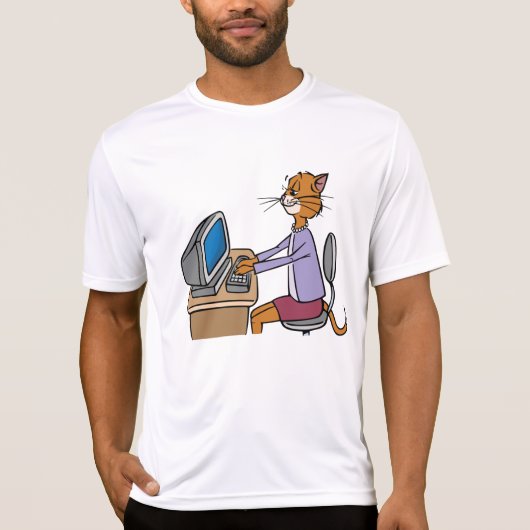 猫おもしろい漫画オフィスのユーモア Tシャツ (正面)