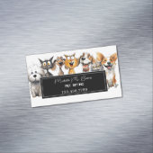 猫おもしろい熱狂する犬と動物の気にペットシッター マグネット名刺 (インサイチュ)