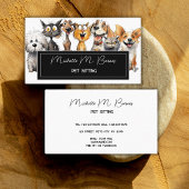 猫おもしろい熱狂する犬ペットシッターモダンホワイト 名刺