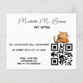 猫おもしろい熱狂する犬ペットシッターQRコードビジネス チラシ (裏面)