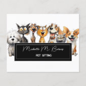 猫おもしろい熱狂する犬ペットシッターQRコードビジネス チラシ (正面)