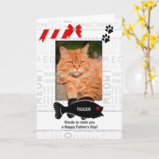 猫おもしろい父の日から赤ペットの写真カード カード