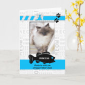 猫おもしろい父の日の青いペットフォトカードから カード (黄色い花)