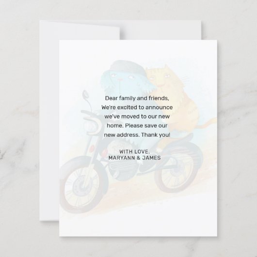 猫おもしろい犬バイクの予算の移動カード (裏面)