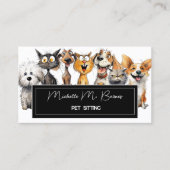 猫おもしろい犬熱狂するペットシッターアポイントメントカード 名刺 (正面)