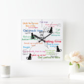 猫おもしろい猫の活動 スクエア壁時計 (ホーム)