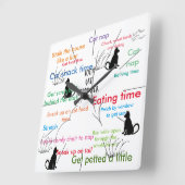 猫おもしろい猫の活動 スクエア壁時計 (傾斜)