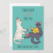 猫おもしろい猫科の動物プリンイラストレーションバレンタインデー シーズンカード (正面/裏面)