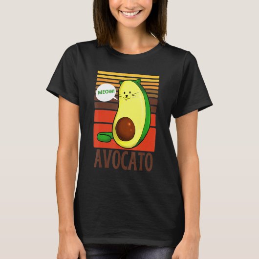 猫おもしろい用アボカド Tシャツ (正面)