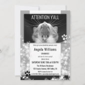 猫おもしろい白黒卒業パーティー 招待状 (正面)