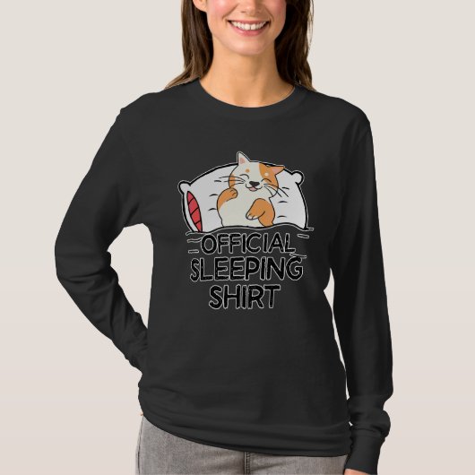猫おもしろい眠りパジャマかわいい昼寝キャットパジ Tシャツ (正面)