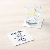 猫おもしろい瞑想 スクエアペーパーコースター (インサイチュ)