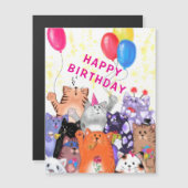 猫おもしろい磁気誕生日カード (正面/裏面)