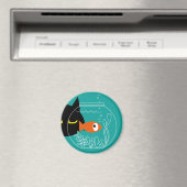 猫おもしろい磁石 – フィッシュ！ラウンド冷蔵庫デコール マグネット (インサイチュ (食洗機))